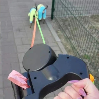 Dual Dog Leash Retractable Anti-Tangle Swivel With LED Light