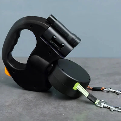 Dual Retractable Dog Leash Tangle-Free 360° Swivel LED Light