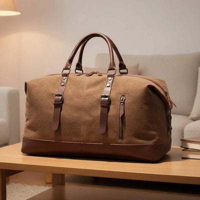 Duffel Bag Canvas & Leather Spacious Travel Design