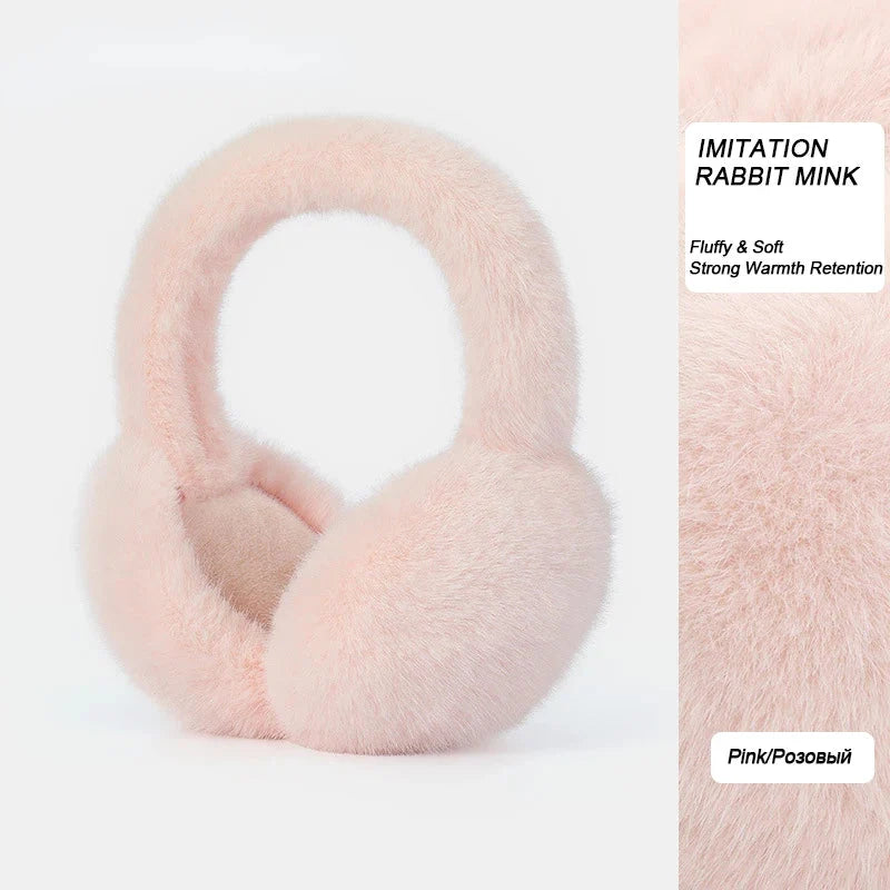 Earmuffs Foldable Plush Detachable Lining & Adjustable Band