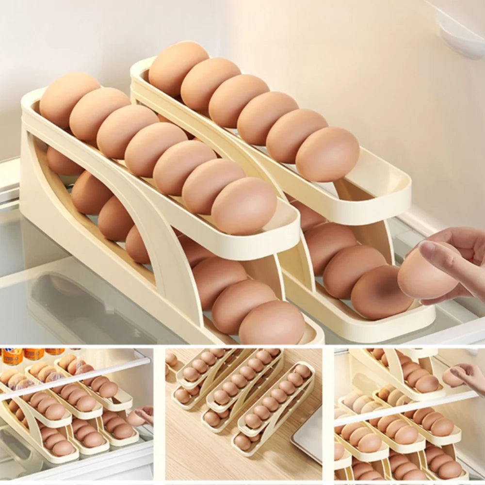 Egg Holder Automatic Rolling Non-Slip Holds 15 Eggs