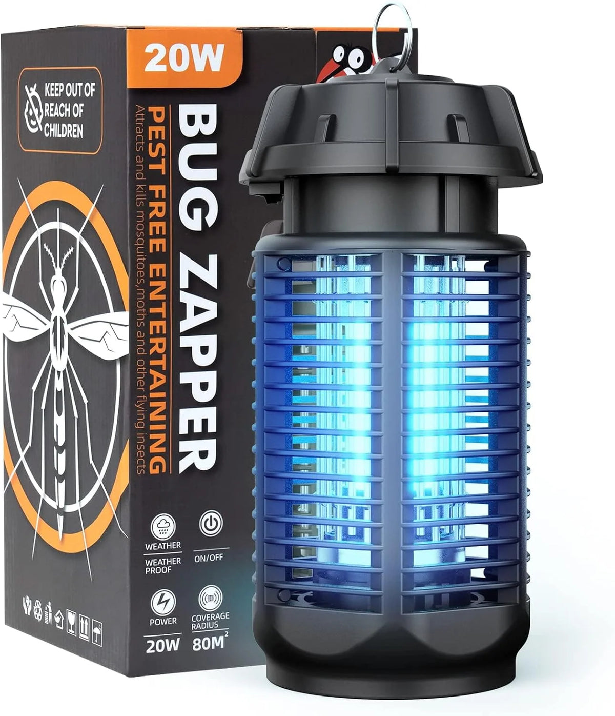 Electric Bug Zapper 20W UV 4200V Grid Splash-Proof