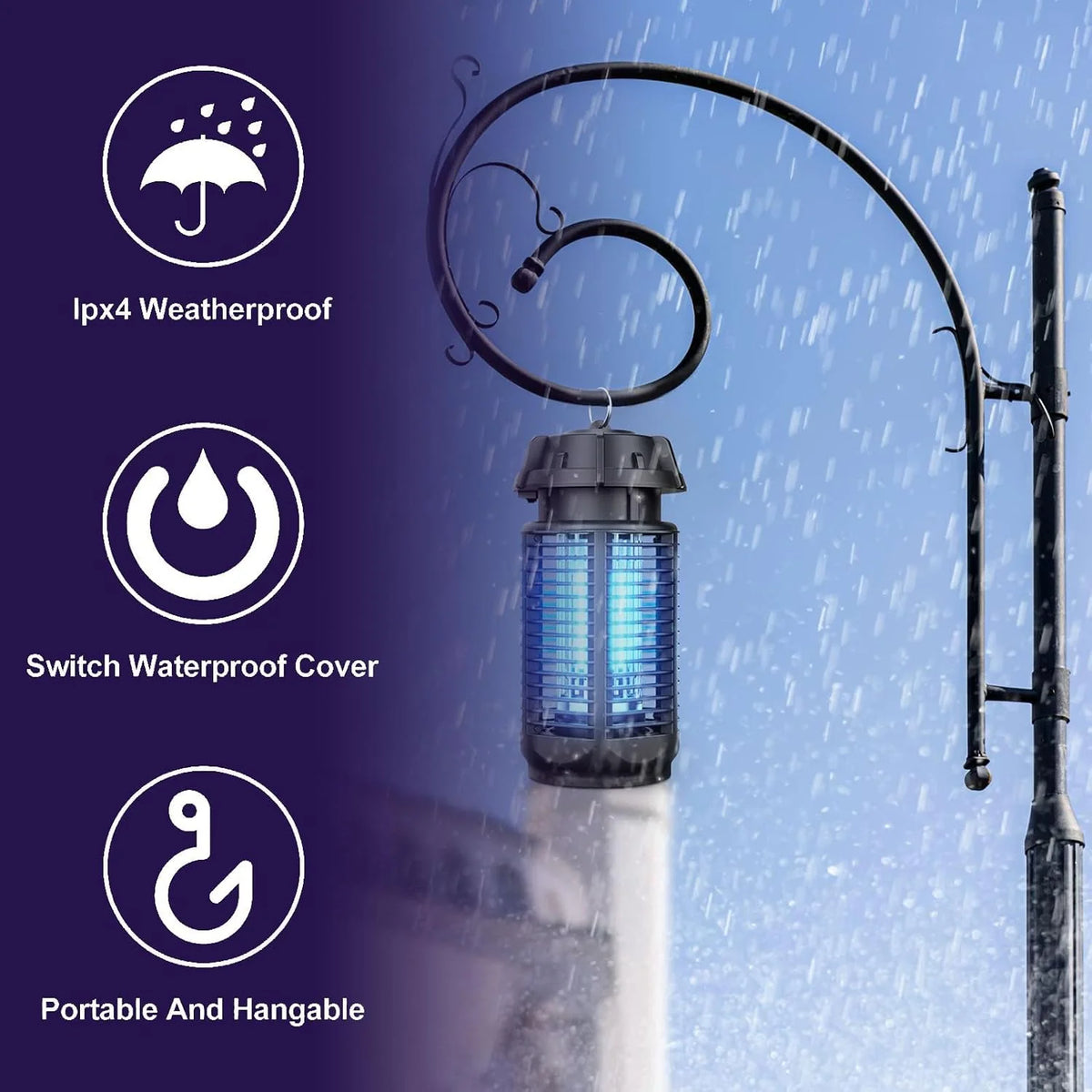 Electric Bug Zapper 20W UV 4200V Grid Splash-Proof