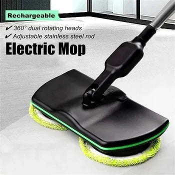 Electric Floor Mop Cordless Rotating Head Adjustable Handle
