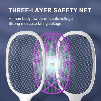 Electric Fly Swatter 2-in-1 UV Zapper USB Rechargeable