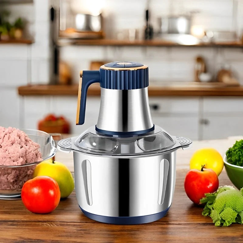 Electric Food Chopper Stainless Steel Bowl 5.28-Quart 6 Blades