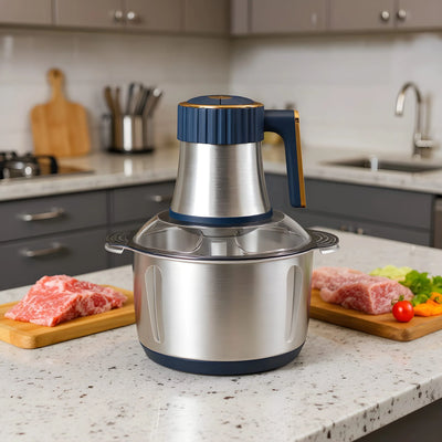 Electric Food Chopper Stainless Steel Bowl 5.28-Quart 6 Blades