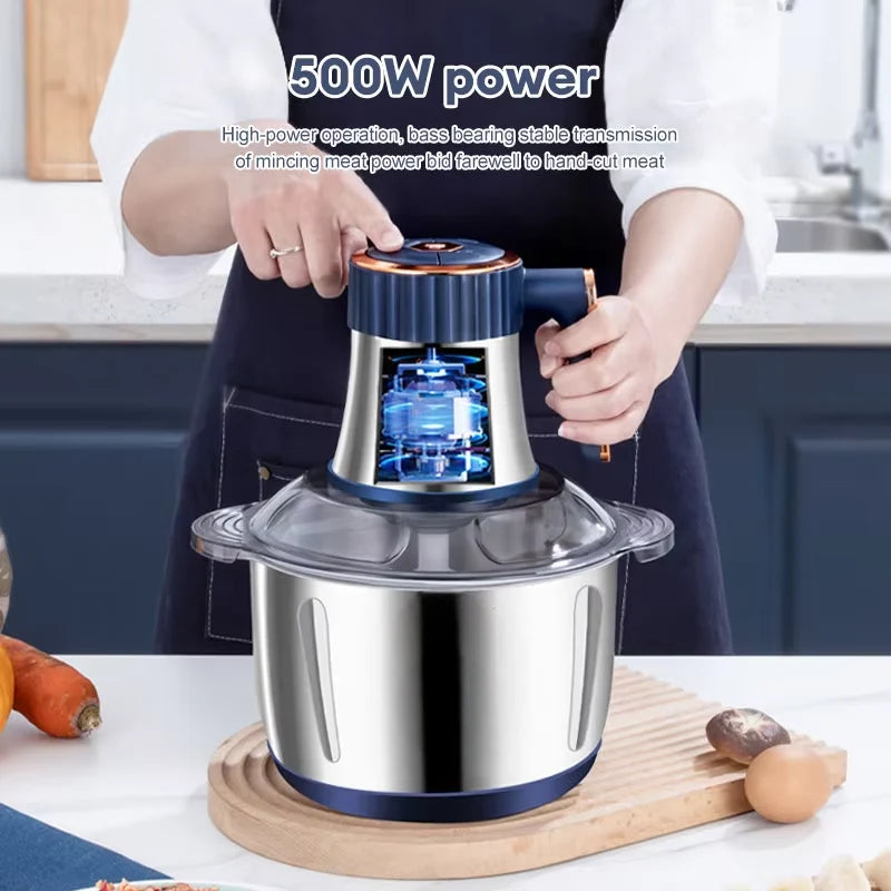 Electric Food Chopper Stainless Steel Bowl 5.28-Quart 6 Blades