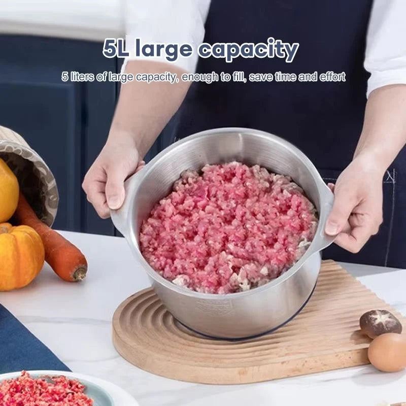 Electric Food Chopper Stainless Steel Bowl 5.28-Quart 6 Blades