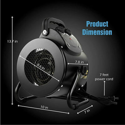 Electric Heater Fan 1500W Fast Even Heating Moisture-Resistant
