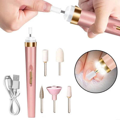Electric Nail File Rechargeable With LED Light & 5 Bits