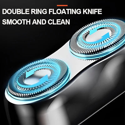 Electric Shaver Dual Floating Rotary Heads Waterproof Wet & Dry Use
