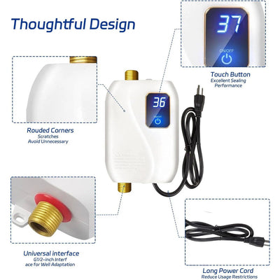 Electric Tankless Water Heater 3000W Digital Display