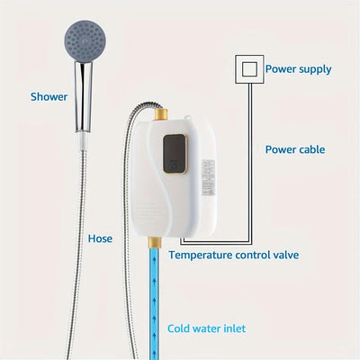 Electric Tankless Water Heater 3000W Digital Display