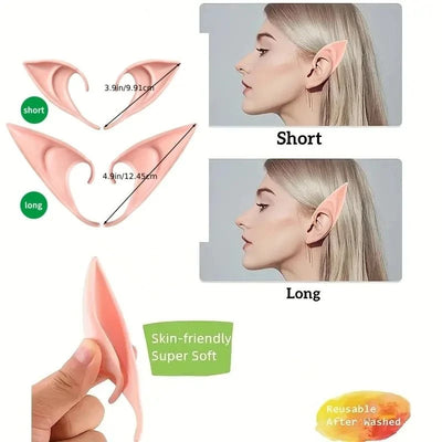 Elf Ears Ultra-Soft Silicone Adhesive-Free Slip-On Makeup-Compatible