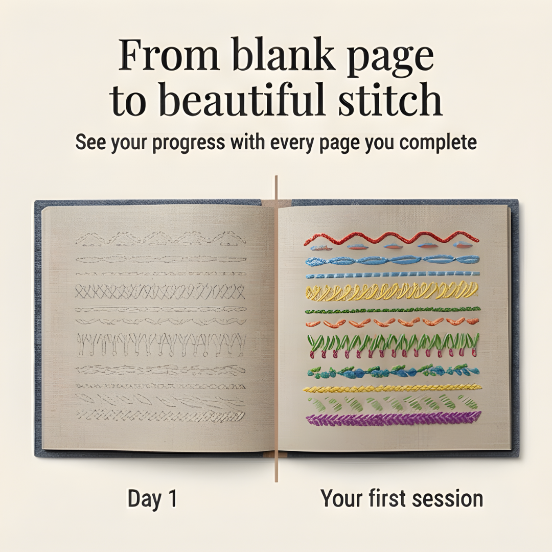 Embroidery Book Set 106 Stitches Removable Linen Pages