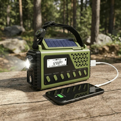 Emergency Radio Hand Crank & Solar 10,000mAh Power Bank