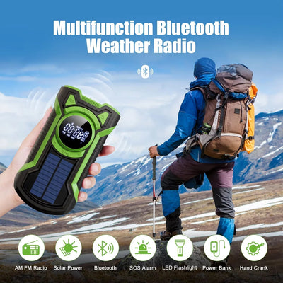 Emergency Radio Solar & Hand Crank Charging 5000mAh Power Bank
