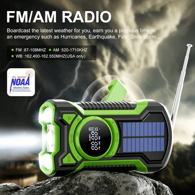 Emergency Radio Solar & Hand Crank Charging 5000mAh Power Bank