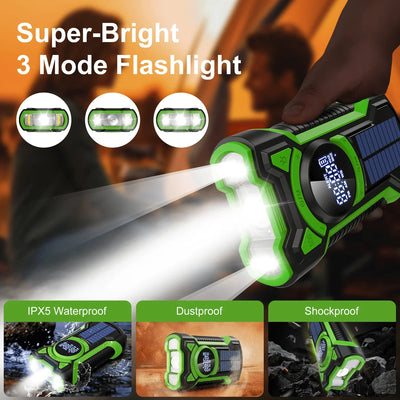Emergency Radio Solar & Hand Crank Charging 5000mAh Power Bank