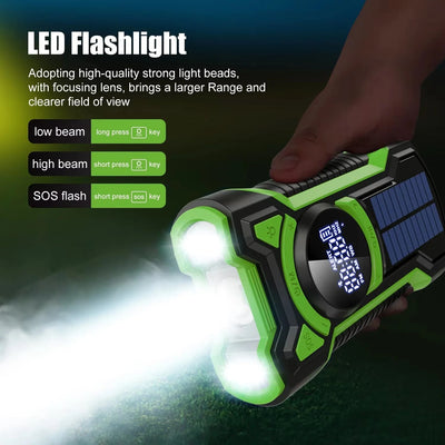 Emergency Radio Solar & Hand Crank Charging 5000mAh Power Bank