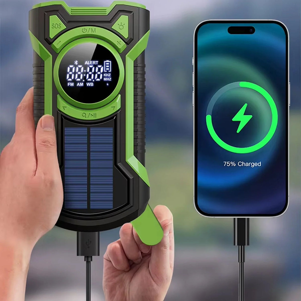 Emergency Radio Solar & Hand Crank Charging 5000mAh Power Bank