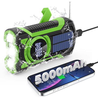 Emergency Radio Solar & Hand Crank Charging 5000mAh Power Bank