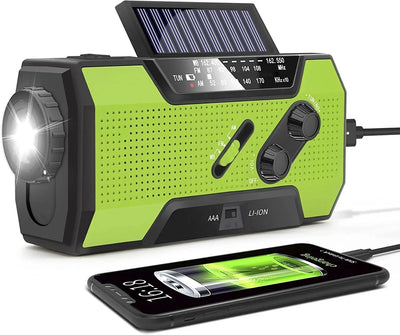Emergency Radio Solar & Hand Crank Charging Weather Alerts