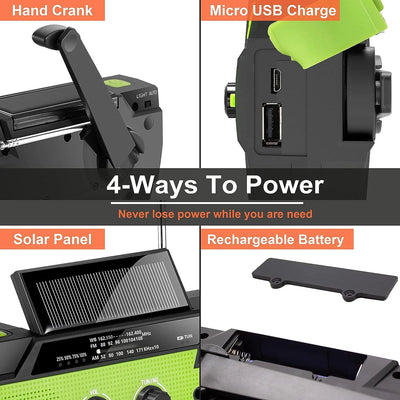 Emergency Weather Radio Hand Crank & Solar 4000mAh Battery