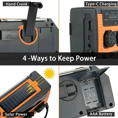 Emergency Weather Radio Solar & Hand Crank USB Charging