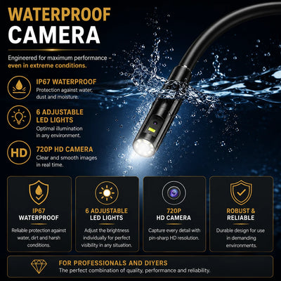 Endoscope Camera 16.4 Ft Flexible Cable Smartphone Viewing