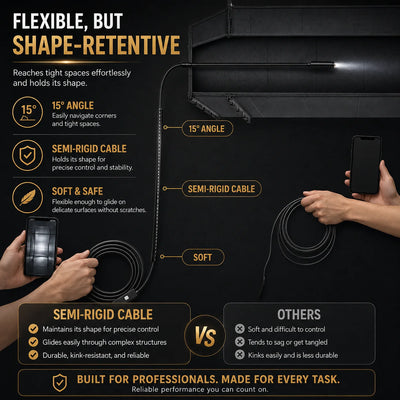 Endoscope Camera 16.4 Ft Flexible Cable Smartphone Viewing