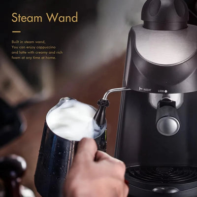 Espresso Machine Built-In Steam Wand Frother 4-Cup
