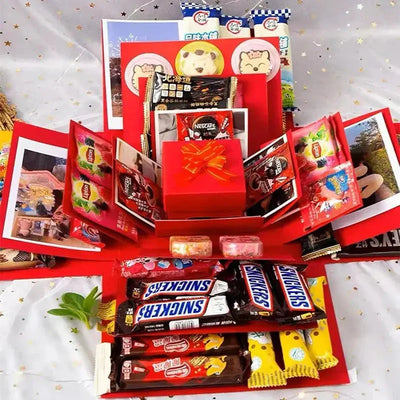 Explosion Box Gift Personalized Photo Pages & Secret Compartment