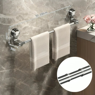 Extendable Towel Bar Suction-Cup No-Drill Adjustable 30-100 cm