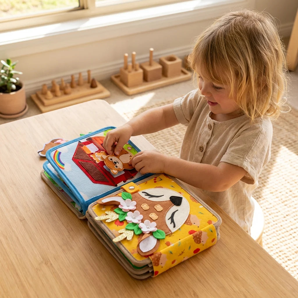 Fabric Activity Book Multi-Texture Sensory Movable Pieces