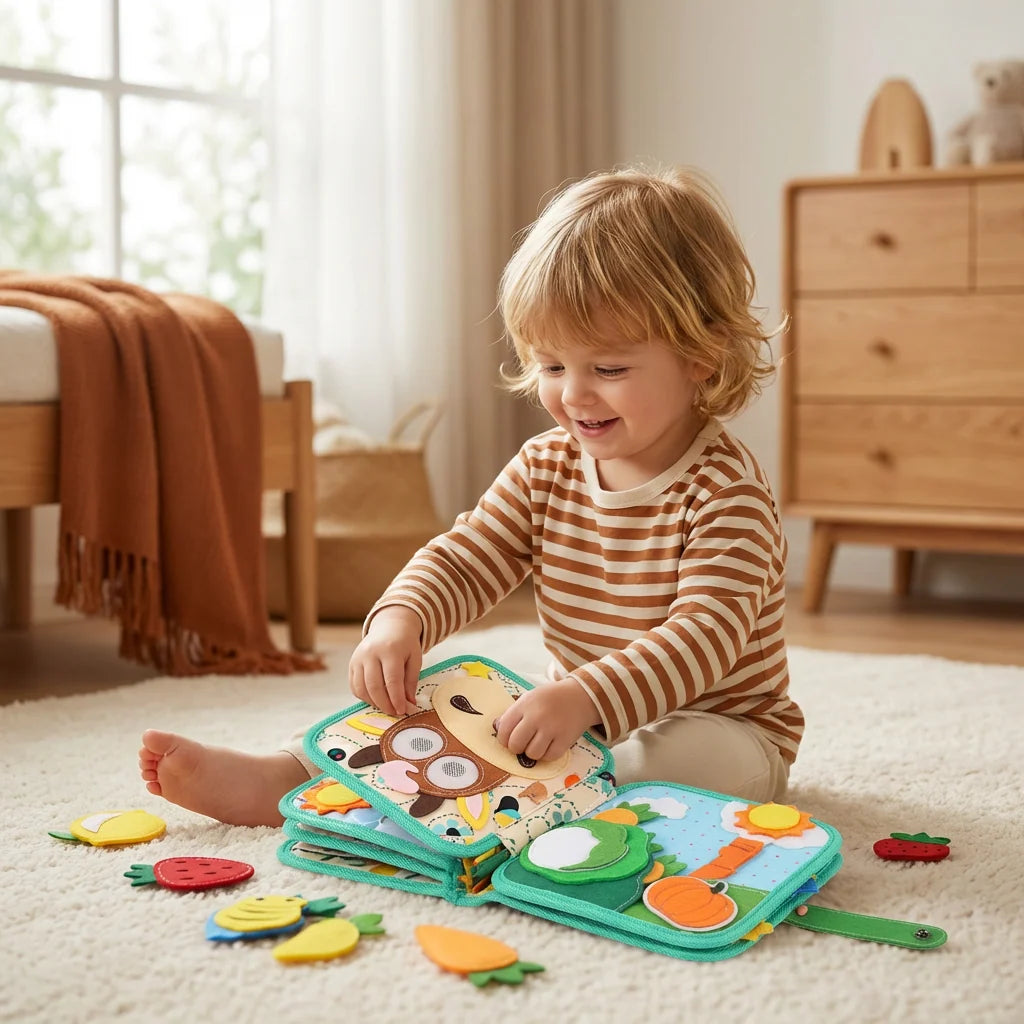 Fabric Activity Book Multi-Texture Sensory Movable Pieces