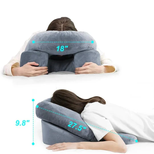 Face-Down Pillow Contoured Shredded Memory Foam Pearl Velvet Cover