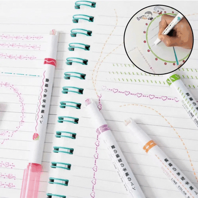 Fiber-Tip Pen Set Patterned Tips Six Colors