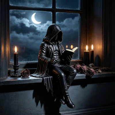 Figurine Hooded Reader Gothic Resin