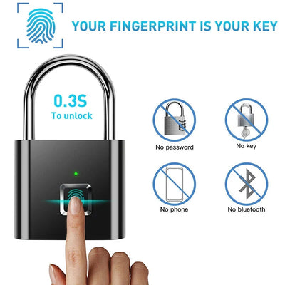 Fingerprint Padlock Fast Unlock App-Controlled & 6 Month Battery