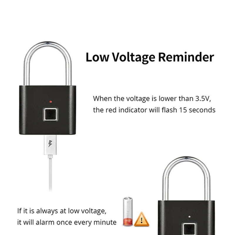 Fingerprint Padlock Fast Unlock App-Controlled & 6 Month Battery