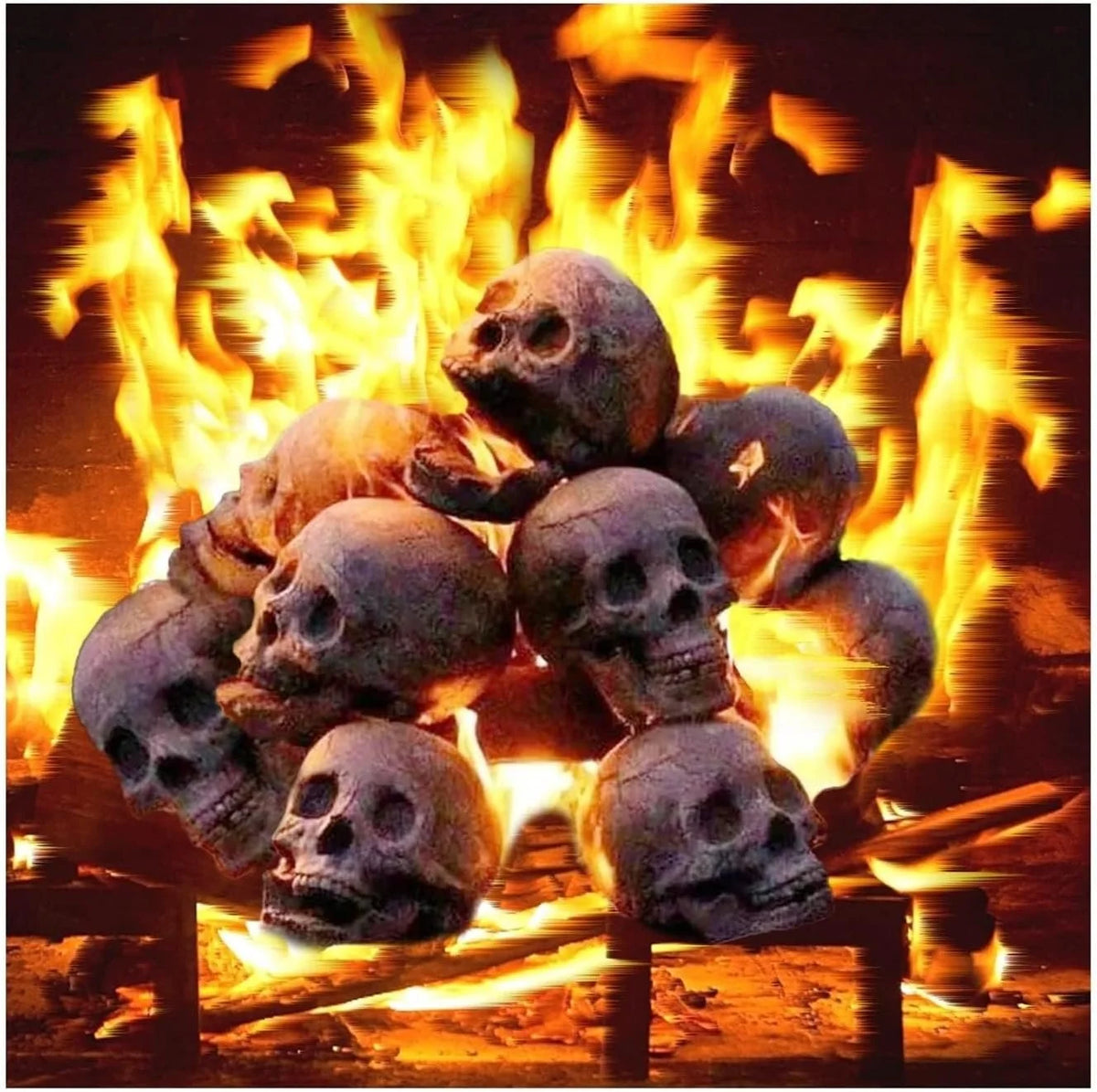 Fire Pit Skull Heat-Resistant Ceramic Hollow Flame Effect