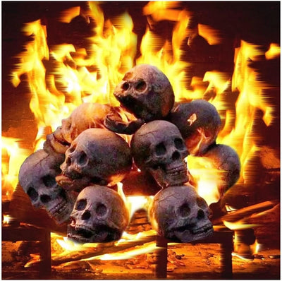 Fire Pit Skull Heat-Resistant Ceramic Hollow Flame Effect
