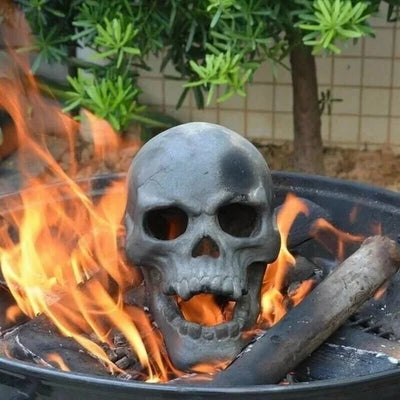 Fire Pit Skull Heat-Resistant Ceramic Hollow Flame Effect