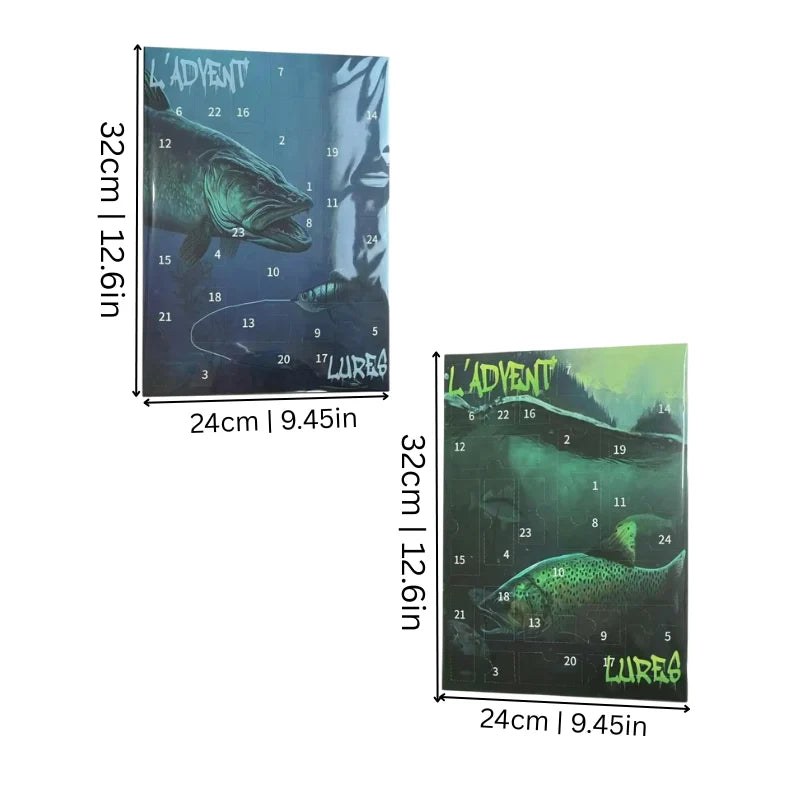 Fishing Advent Calendar 24 Lures Numbered Compartments Metal Case