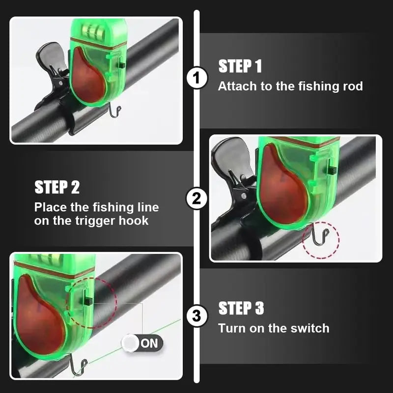 Fishing Rod Bite Alarm Clip-On Sensitive Sound & LED