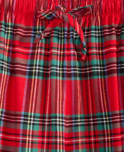 Flannel Pajama Set Woven Breathable Adjustable Drawstring Waist