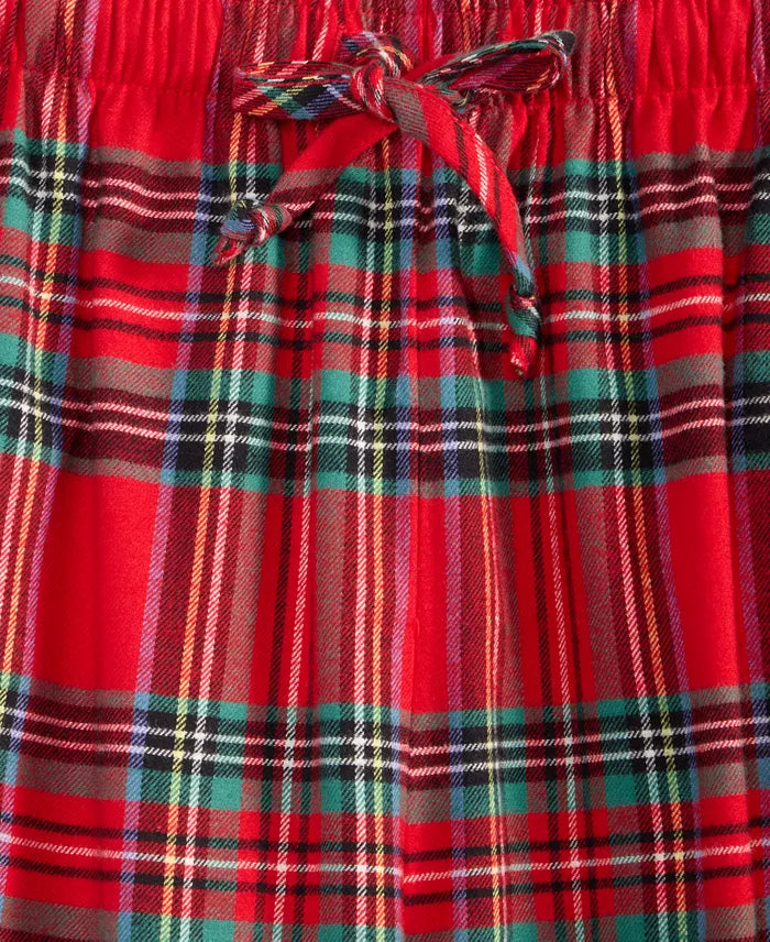 Flannel Pajama Set Woven Breathable Adjustable Drawstring Waist