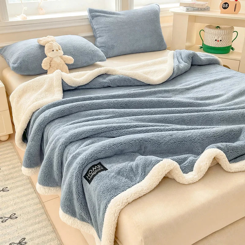 Fleece Blanket Double-Layer Sheepskin Warmth